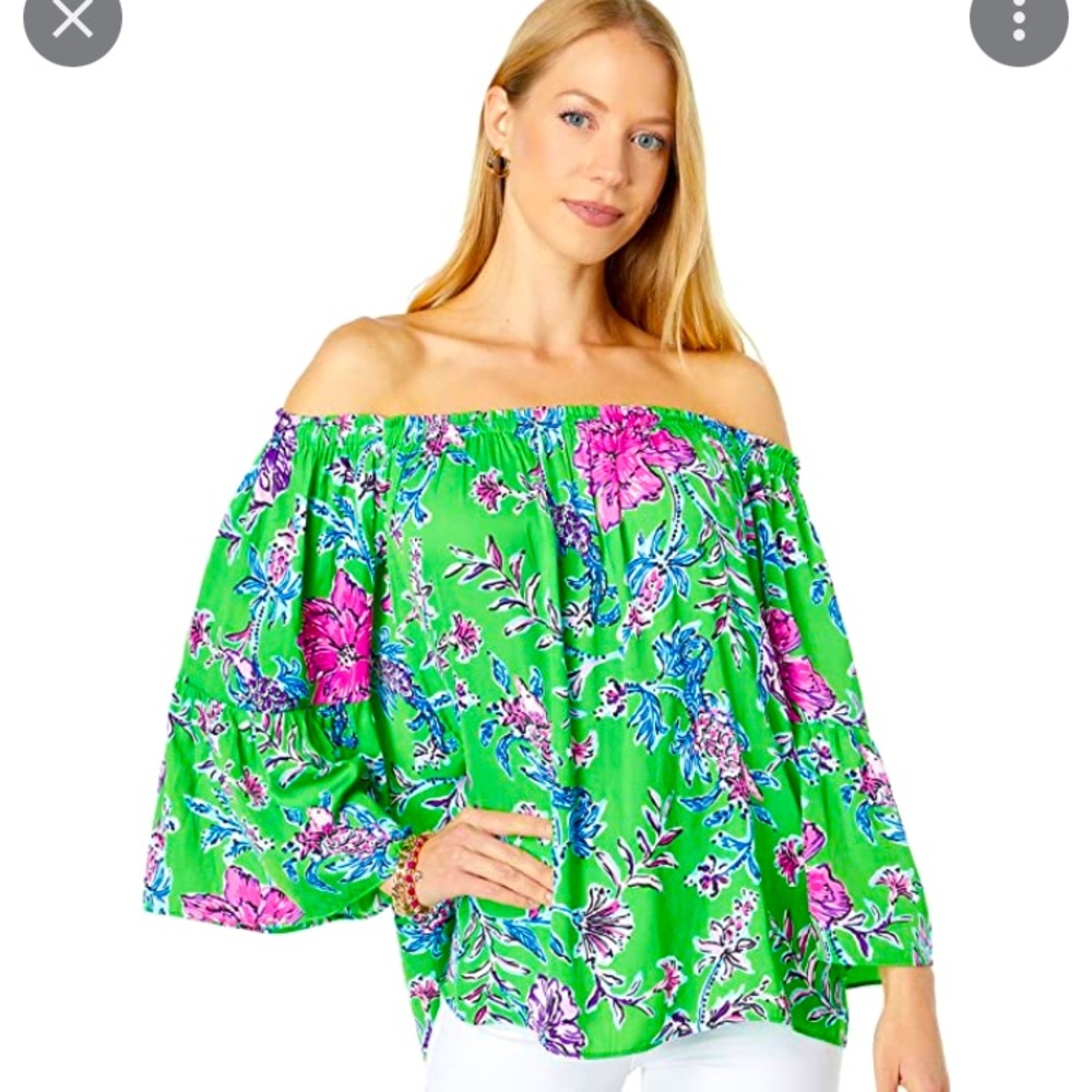 Lilly Pulitzer Nevie off-shoulder Top size S Brewsters Blooms